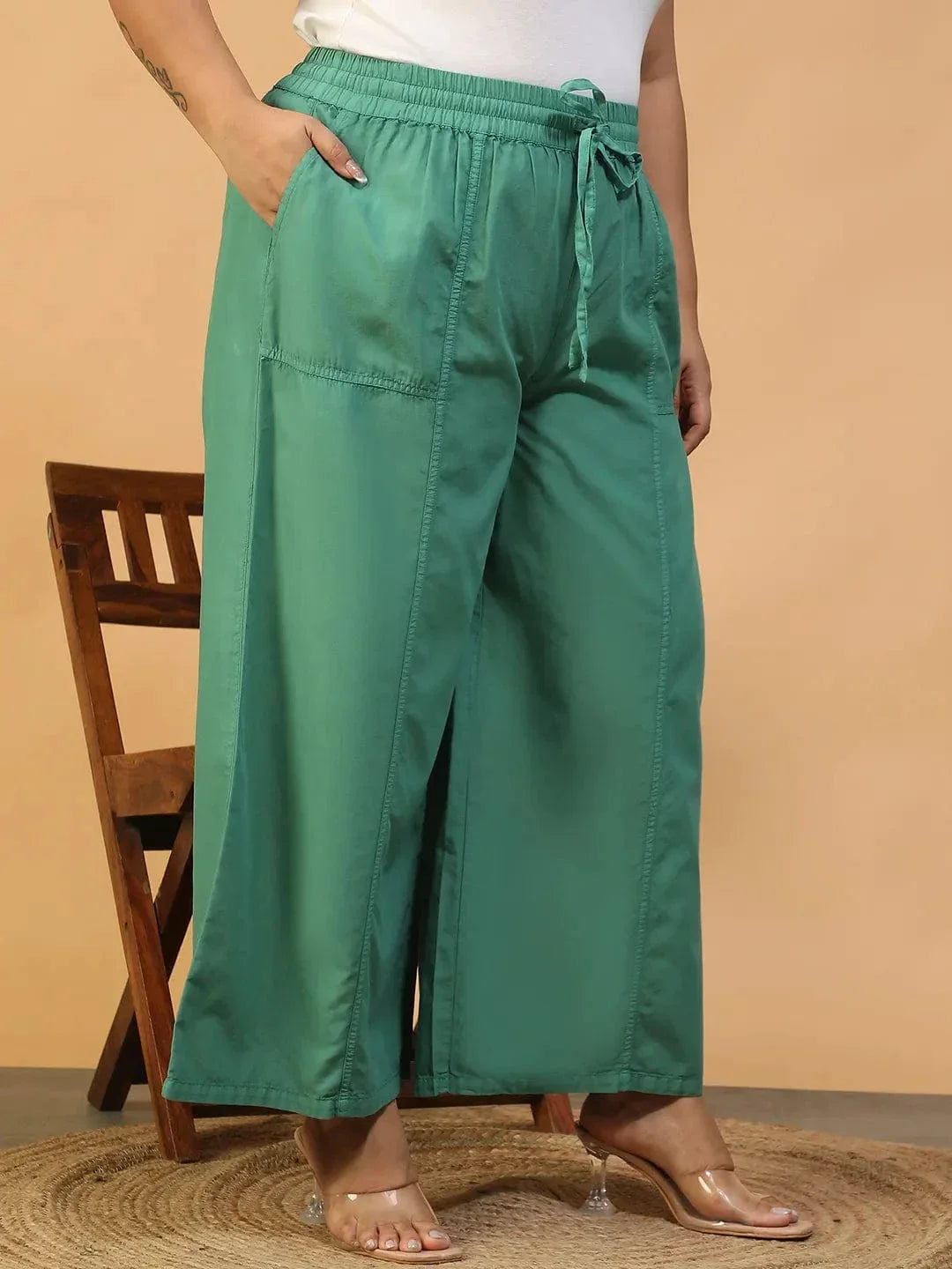 Plus Size Green Cotton Pant