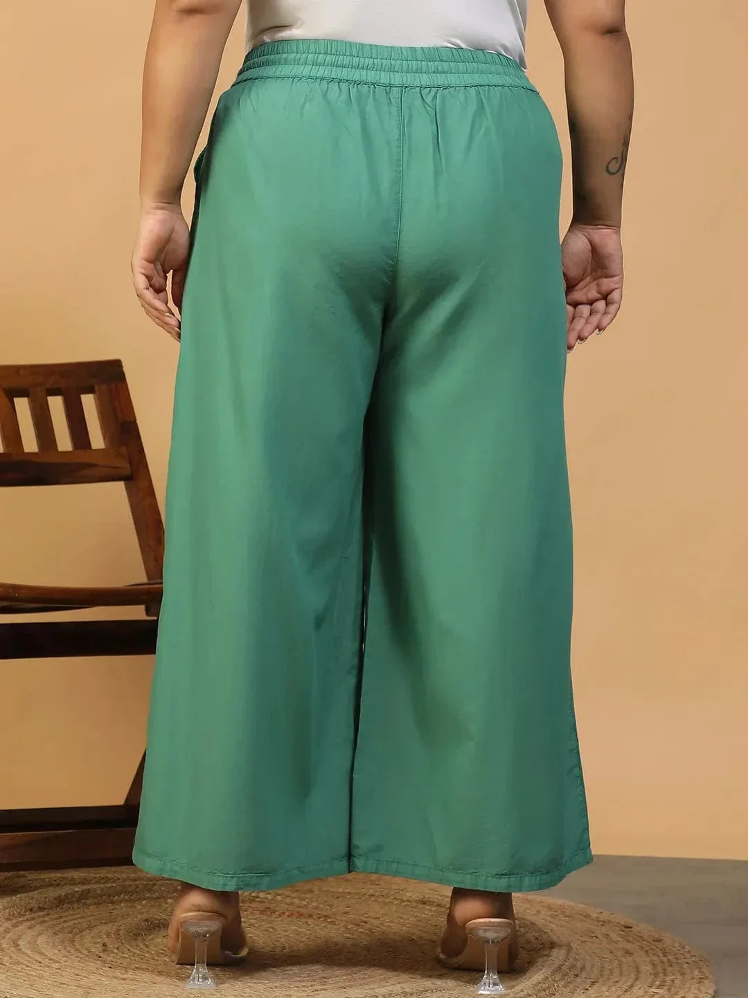 Plus Size Green Cotton Pant