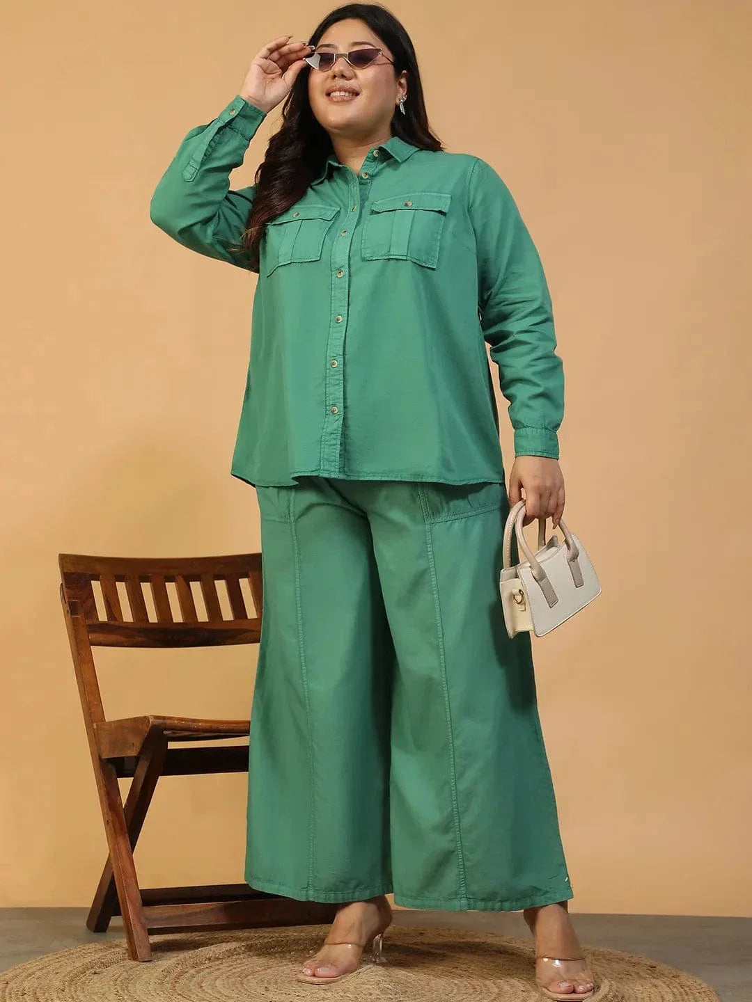 Plus Size Green Cotton Pant