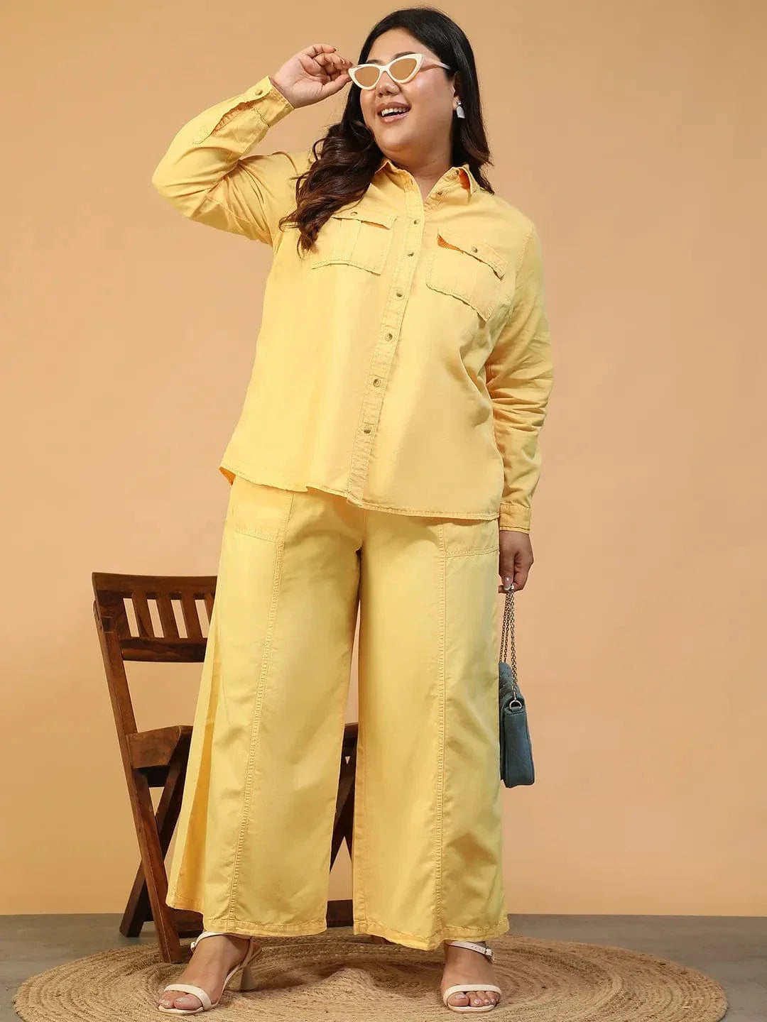 Plus Size Yellow Cotton Pant