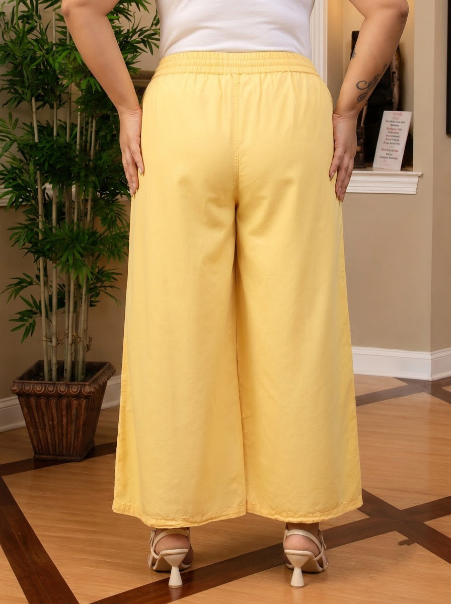 Plus Size Yellow Cotton Pant