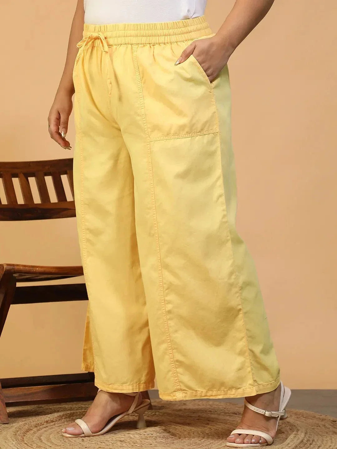 Plus Size Yellow Cotton Pant