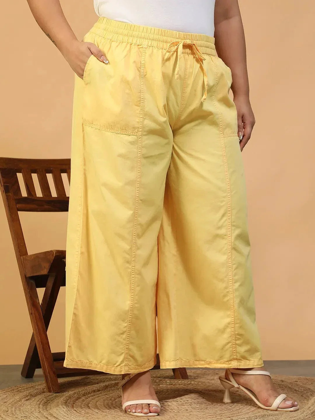 Plus Size Yellow Cotton Pant