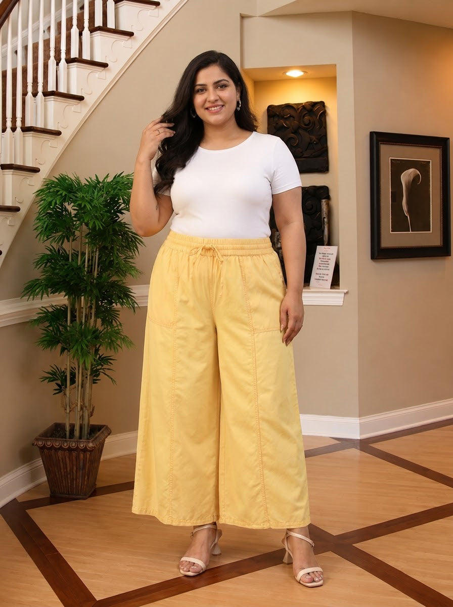 Plus Size Yellow Cotton Pant