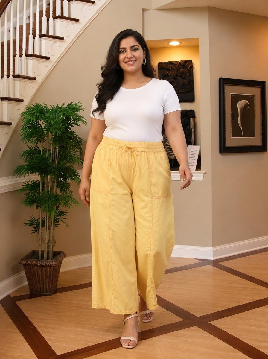 Plus Size Yellow Cotton Pant