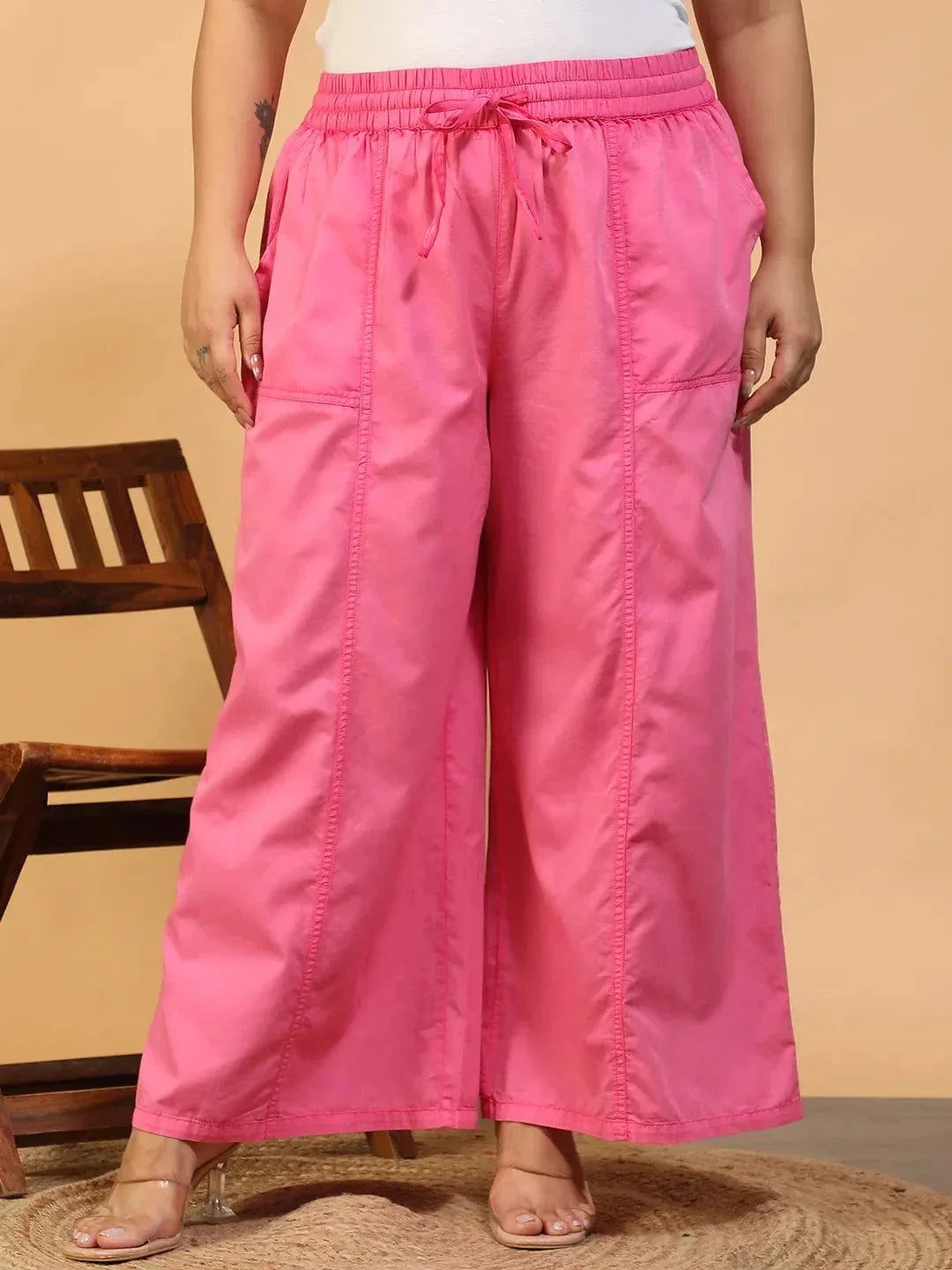 Plus Size Pink Cotton Pant