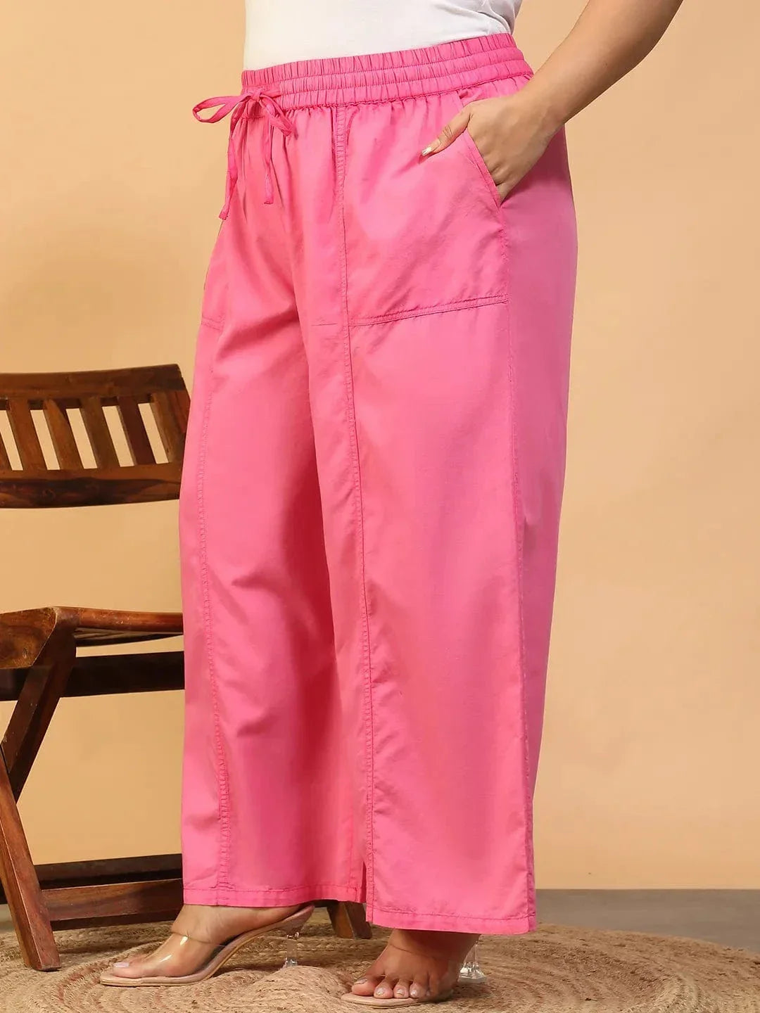 Plus Size Pink Cotton Pant