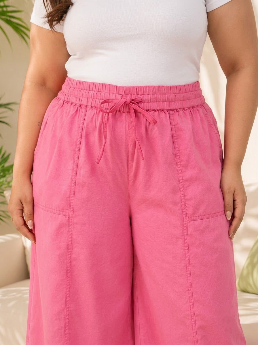Plus Size Pink Cotton Pant