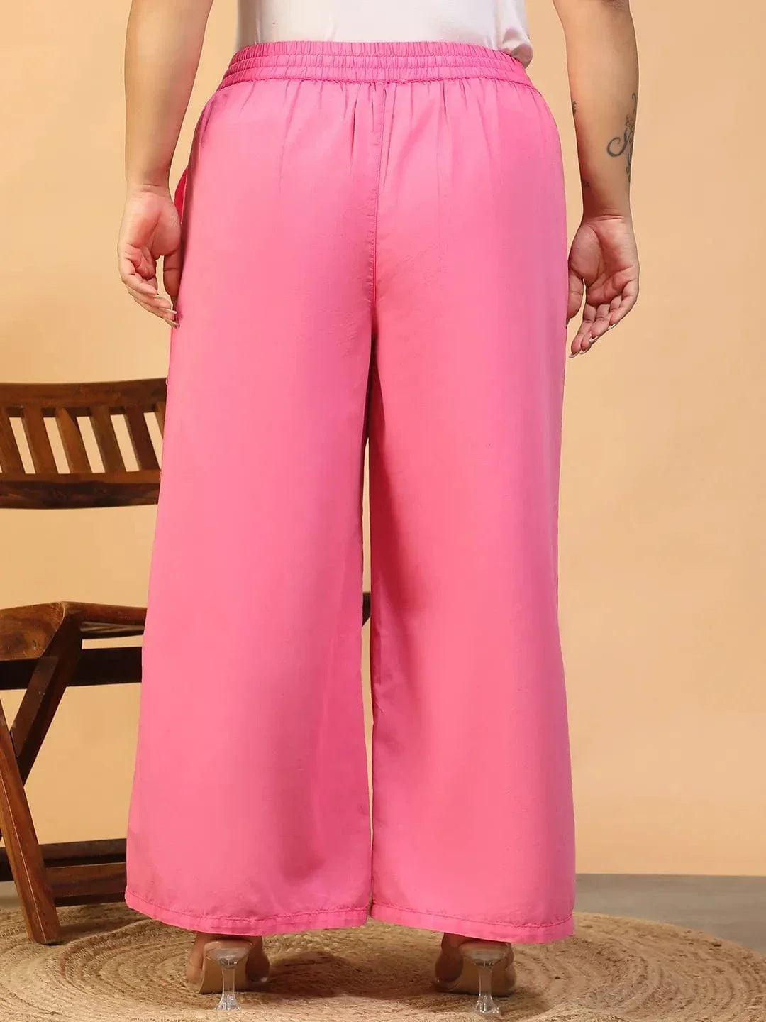 Plus Size Pink Cotton Pant