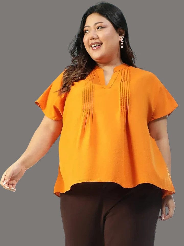 plus-size-top-mustard-flutter-sleeve