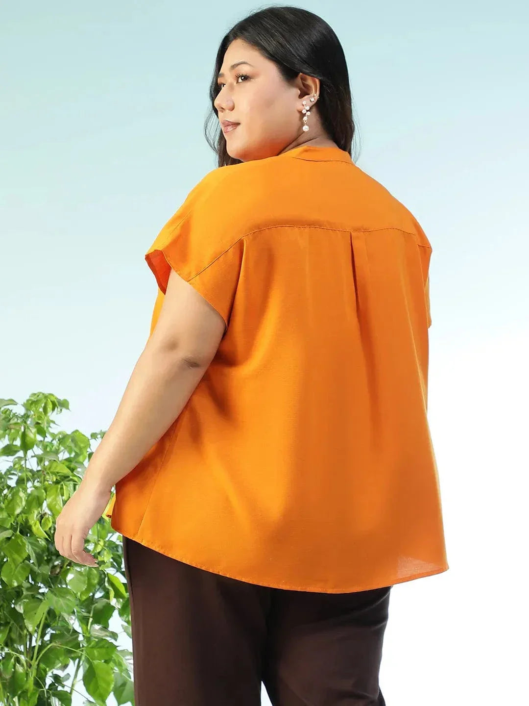 plus-size-top-mustard-flutter-sleeve