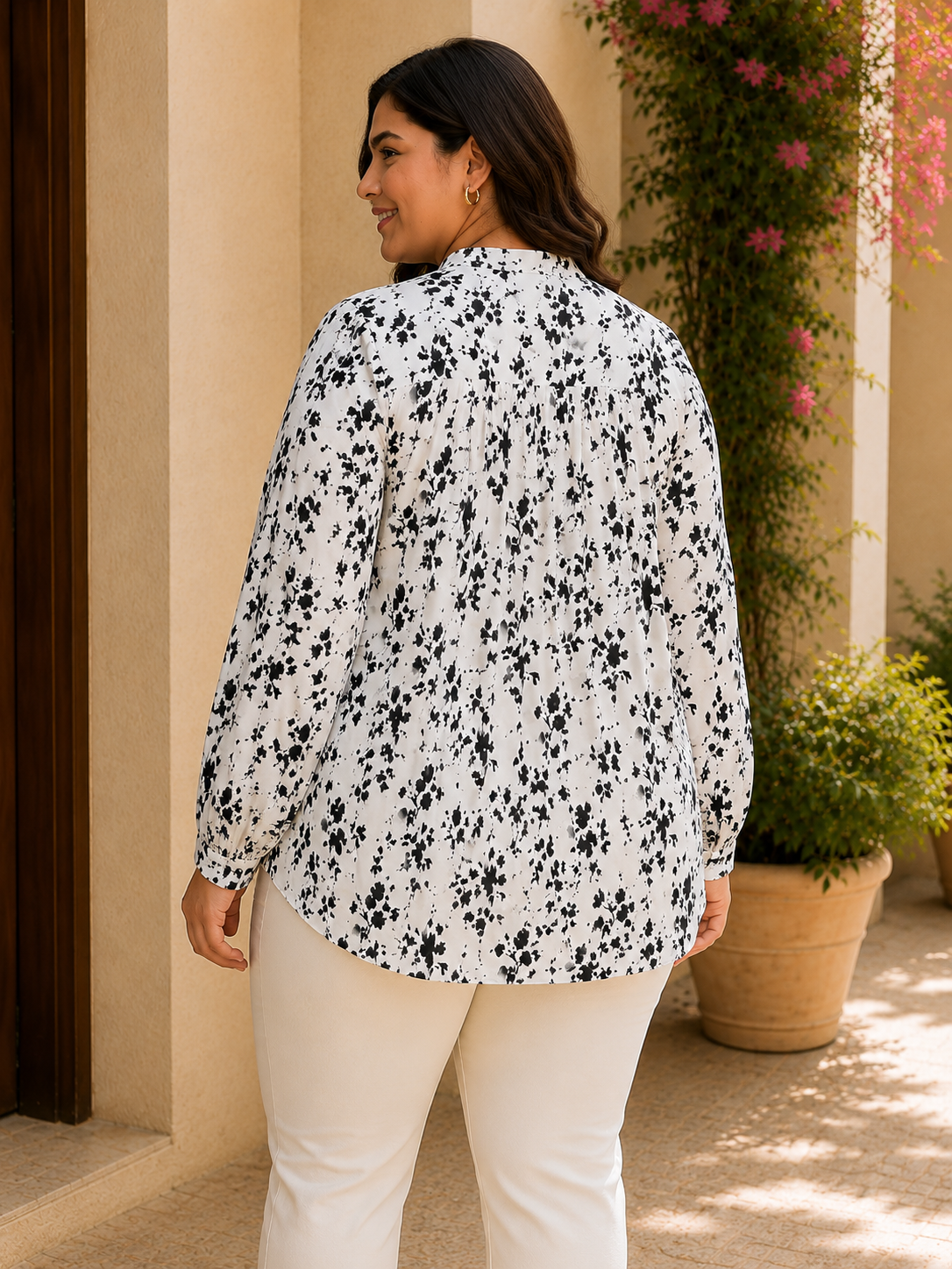 plus size women top white floral