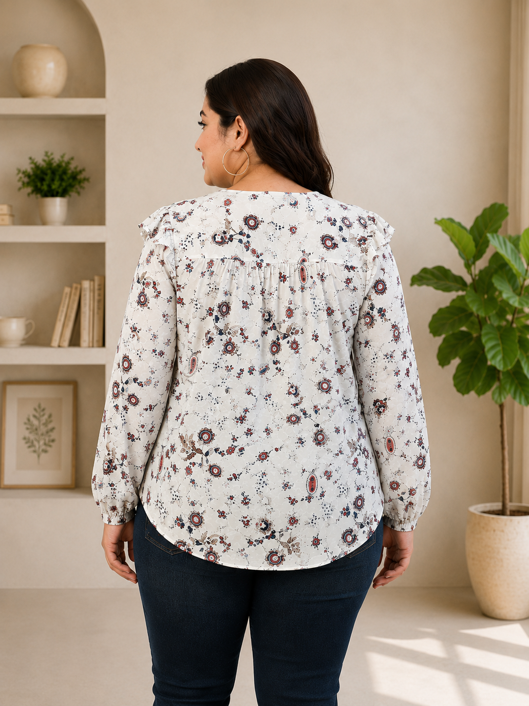 Plus Size Multicolor Floral Print Top
