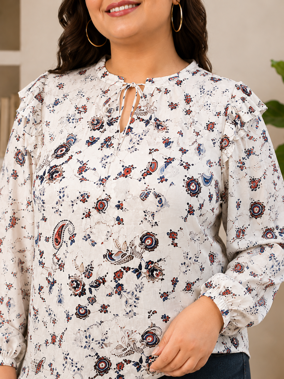 Plus Size Multicolor Floral Print Top