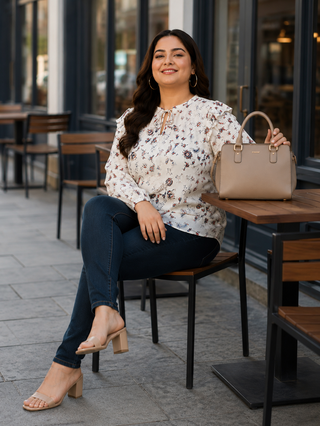 Plus Size Multicolor Floral Print Top