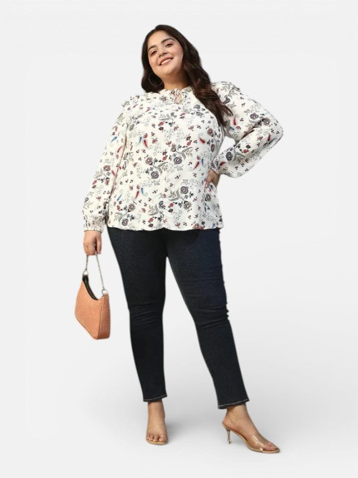 Plus Size Multicolor Floral Print Top