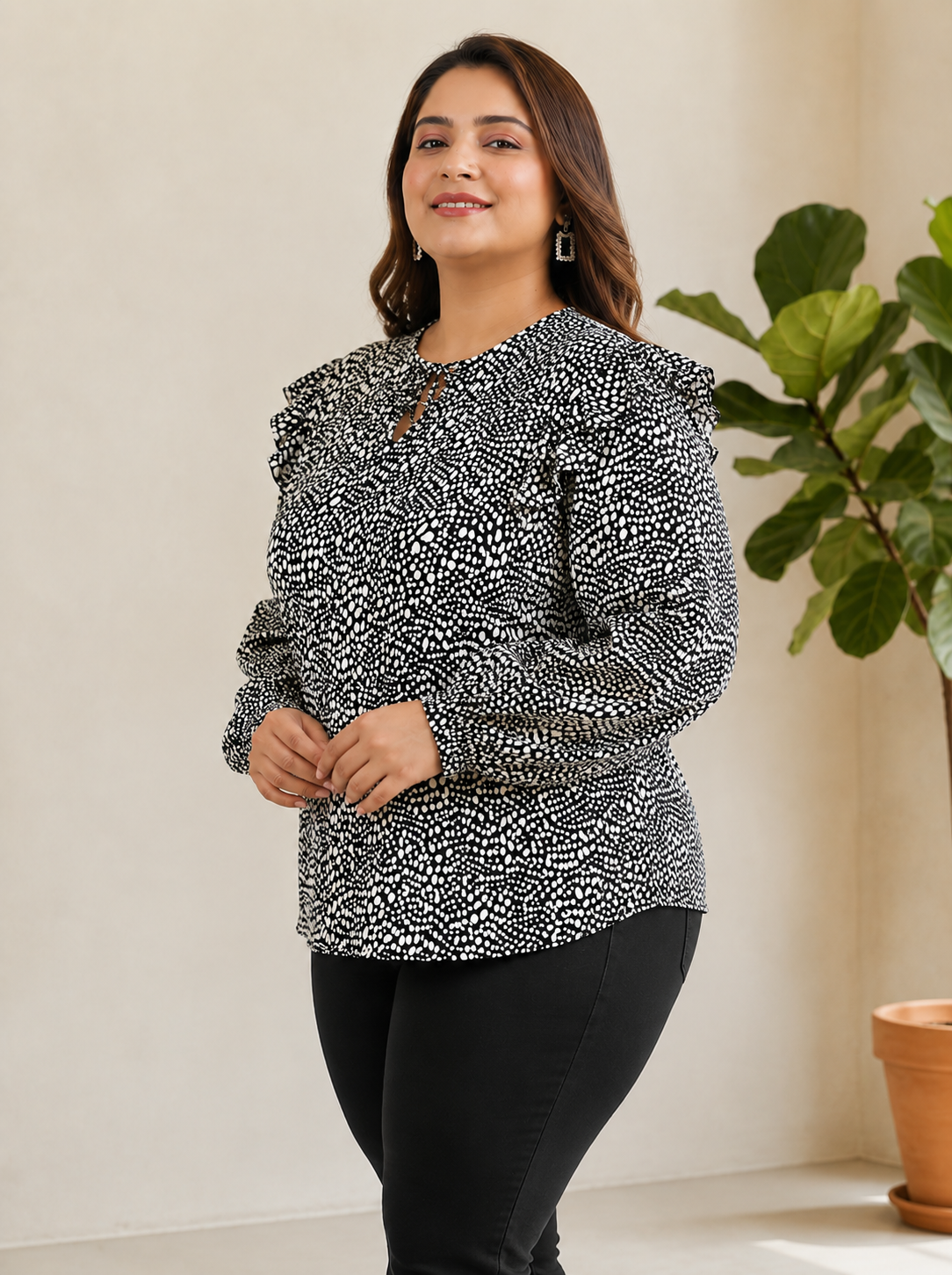 plus size top black animal print