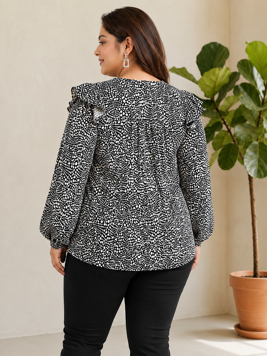 plus size top black animal print