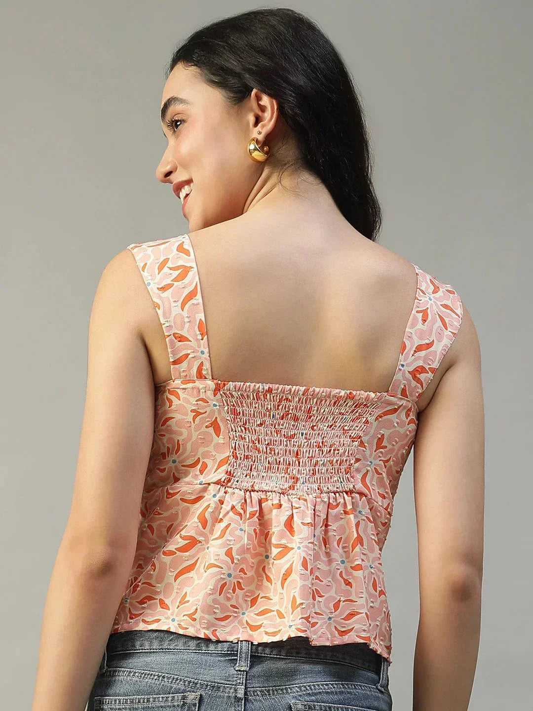 Women Peach Floral Top