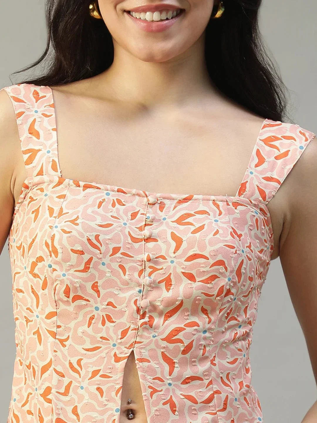 Women Peach Floral Top