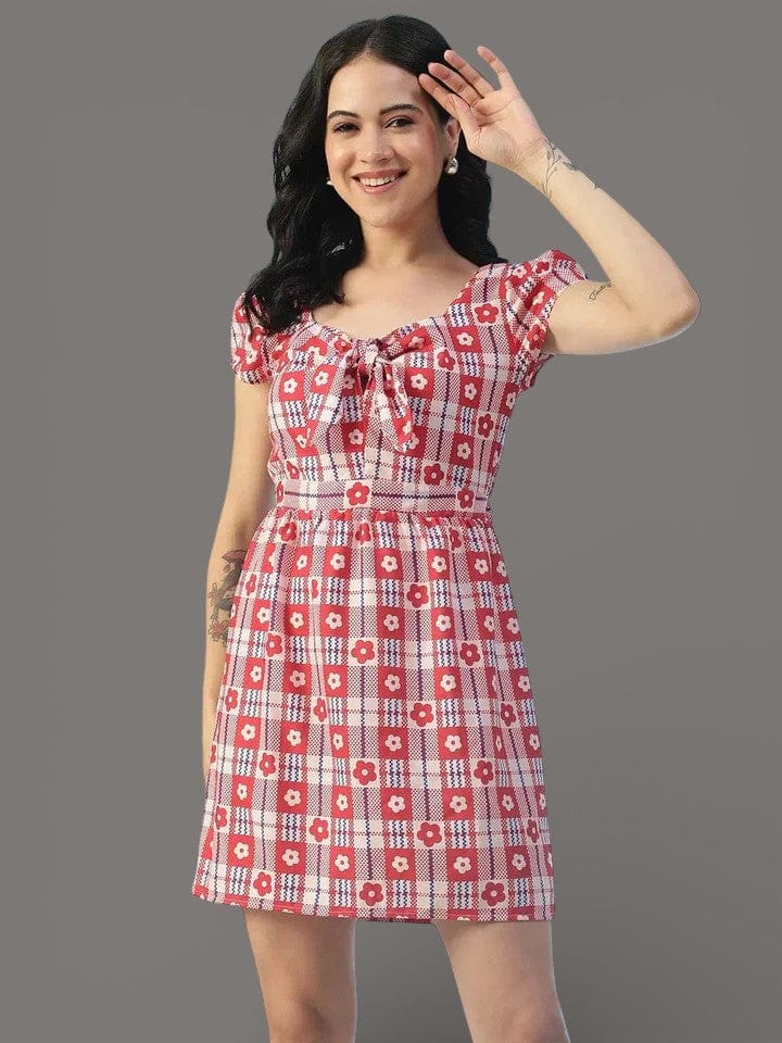 Red Floral Print Dress