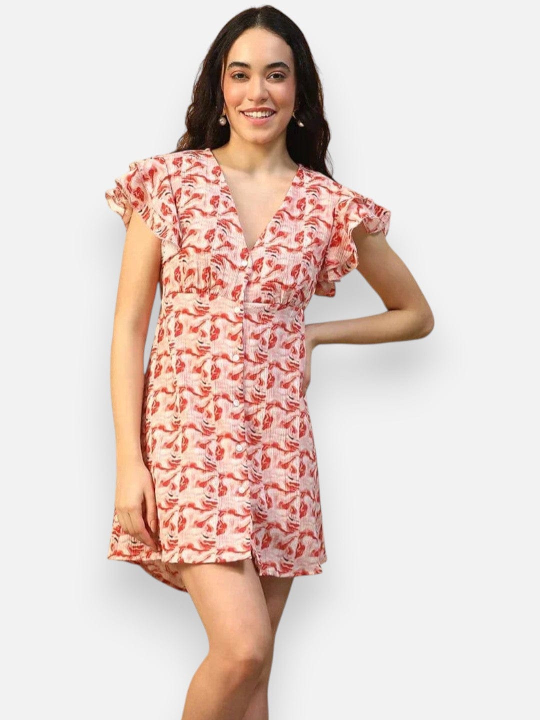 Rust Marble Print Dress