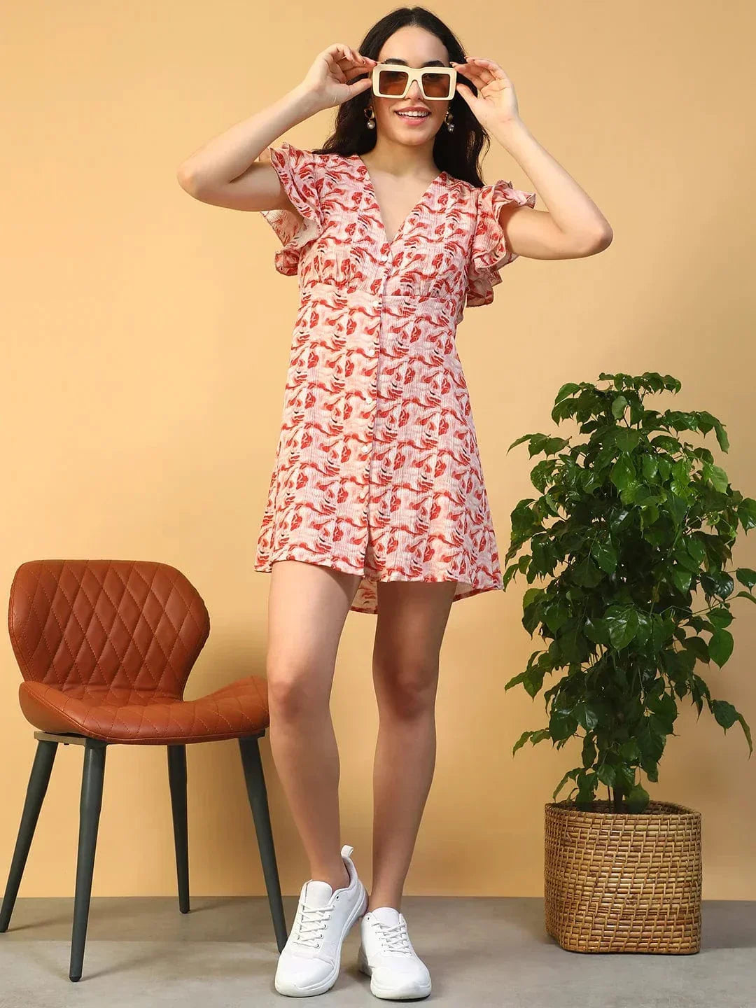 Rust Marble Print Dress