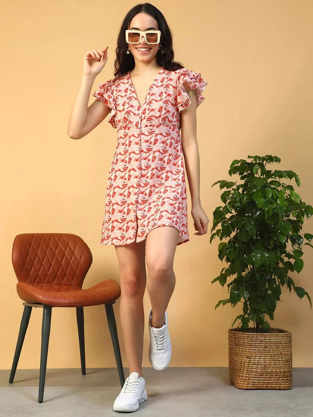 Rust Marble Print Dress