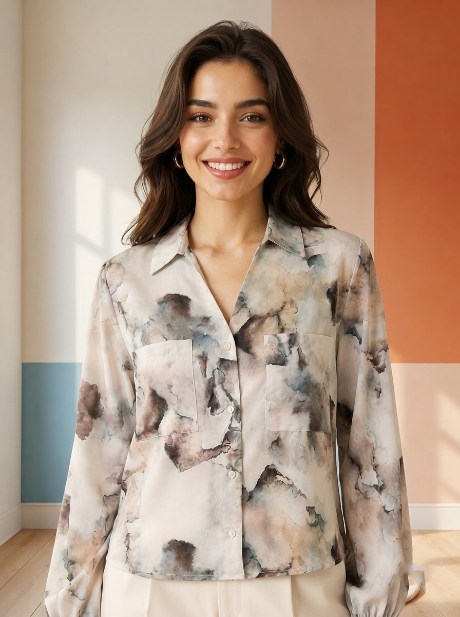 Multicolor Marble Print Shirt