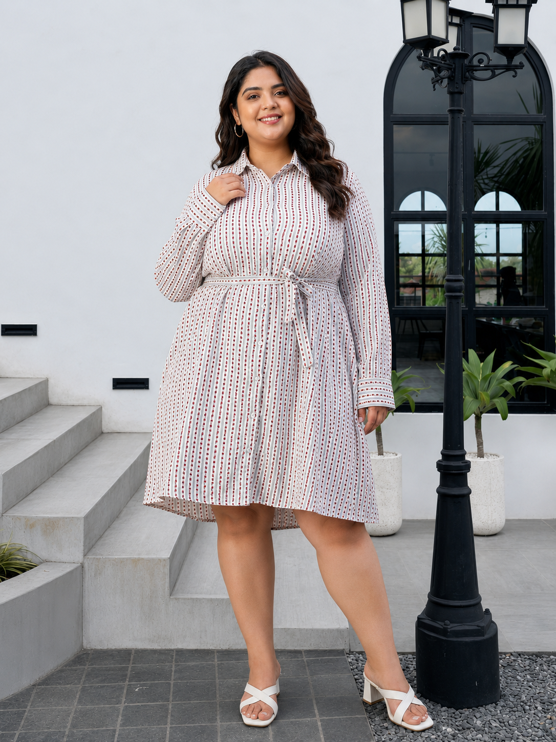 Plus Size White Cotton Dress