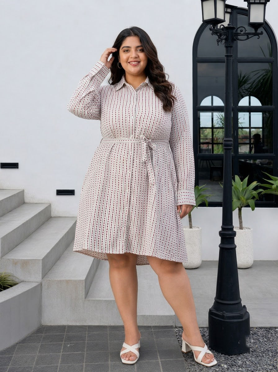 Plus Size White Cotton Dress