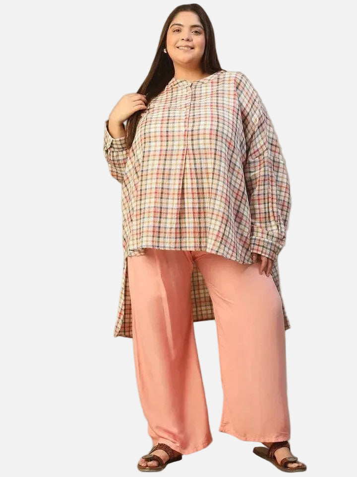 Plus Size Multicolor Cotton Tunic