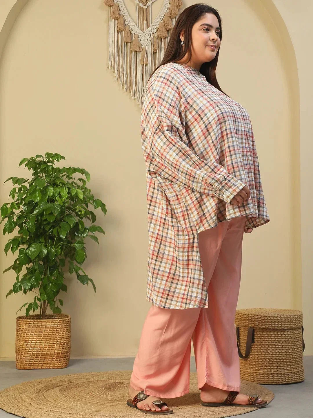 Plus Size Multicolor Cotton Tunic