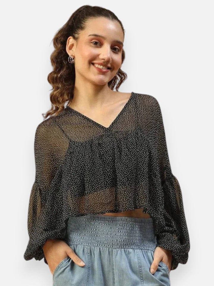 Black Polka Dot Top