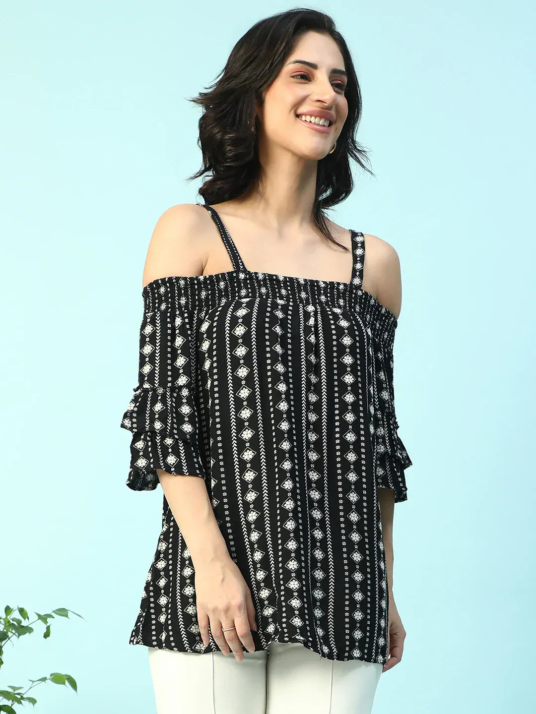 Women Black Floral Maternity Top