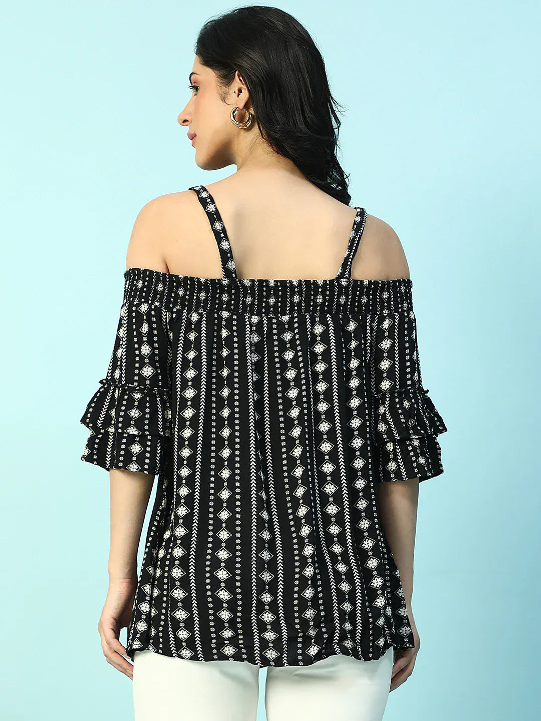 Women Black Floral Maternity Top