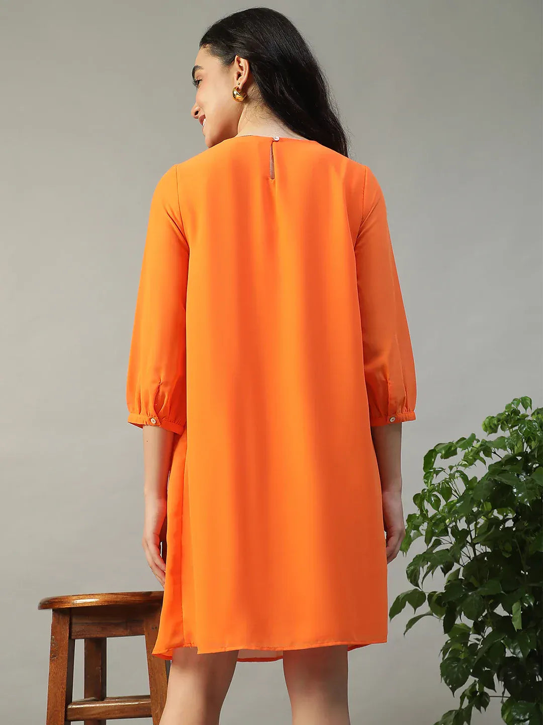 Women Orange Maternity Dress