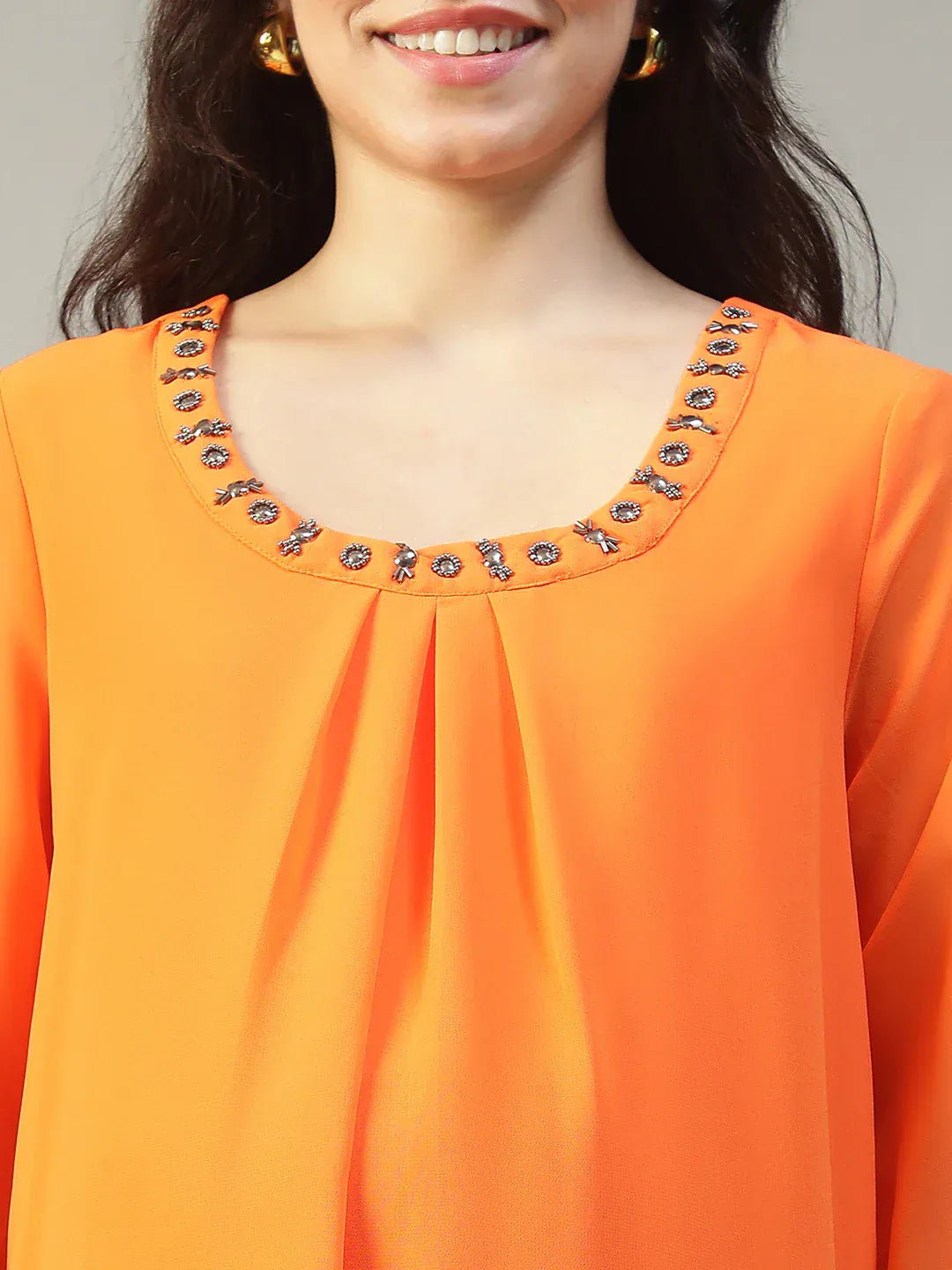 Women Orange Maternity Dress