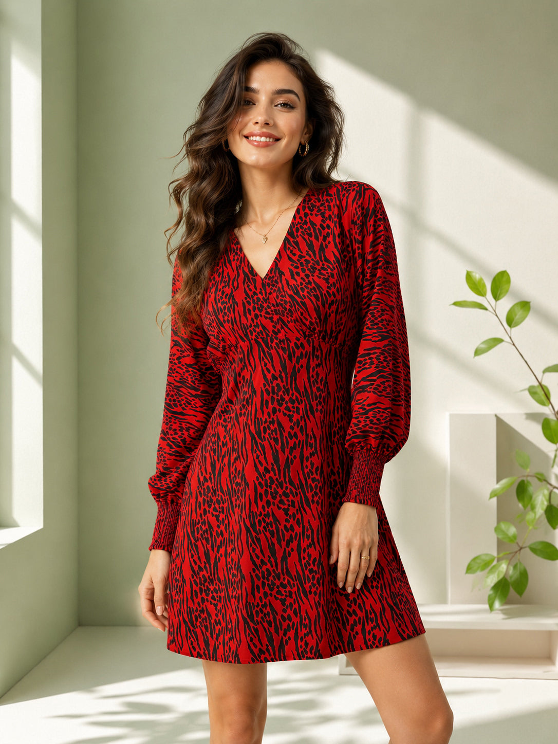 Red Animal Print Dress