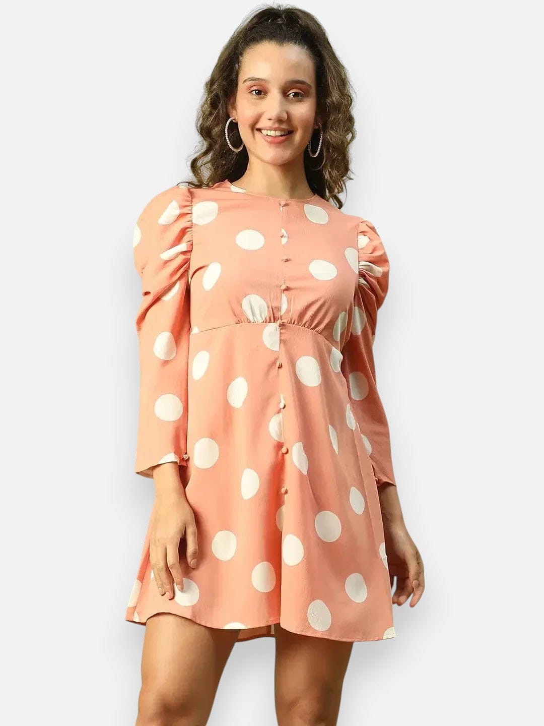 Peach Polka Dot Dress