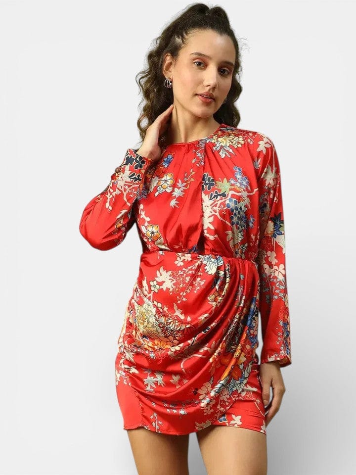 Red Floral Print Dress
