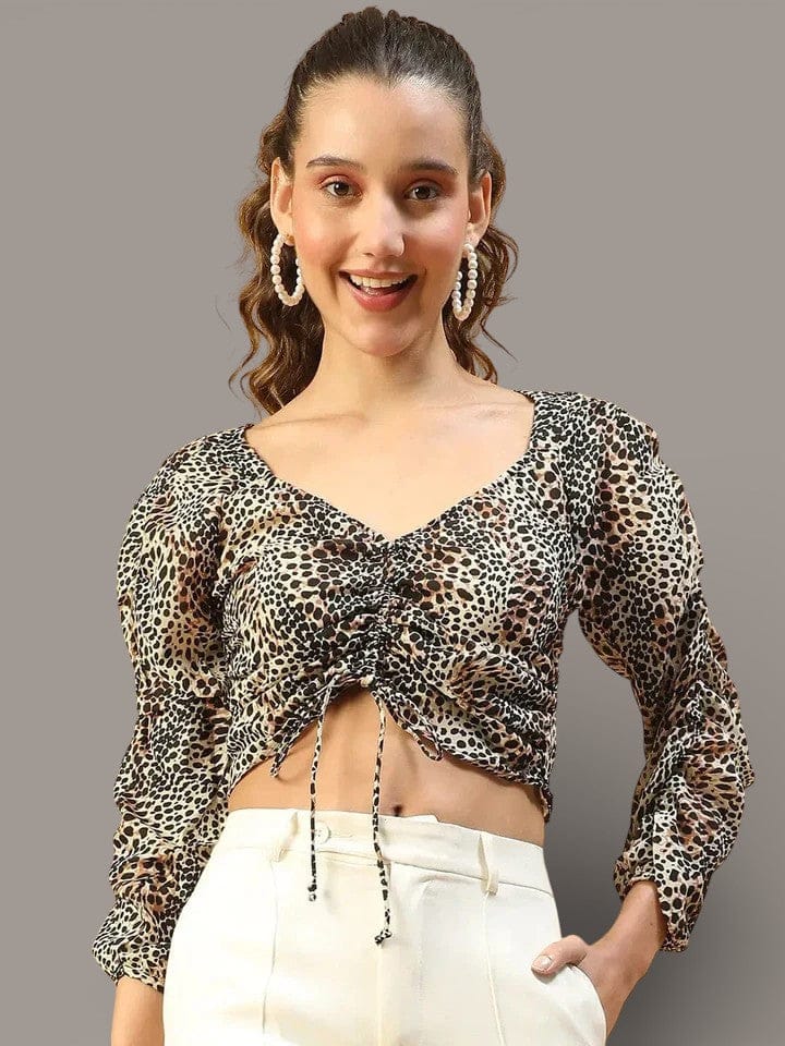 Brown Animal Print Crop Top