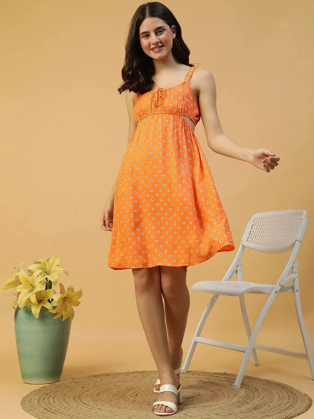 Orange Printed Dress
