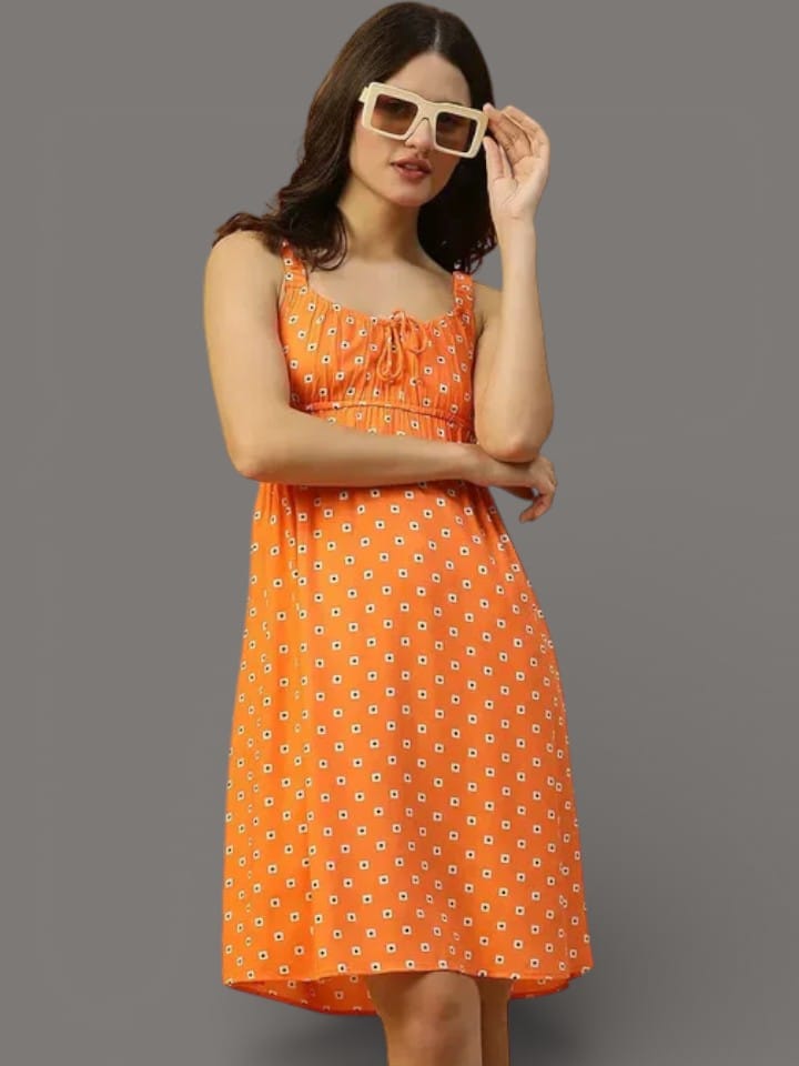 Orange Printed Dress