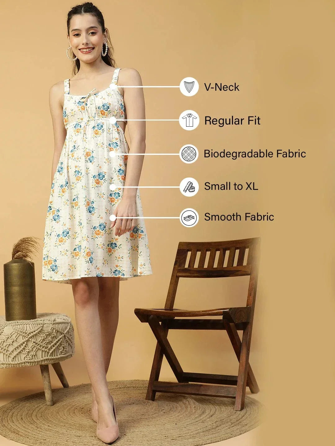 Off White Floral Dress