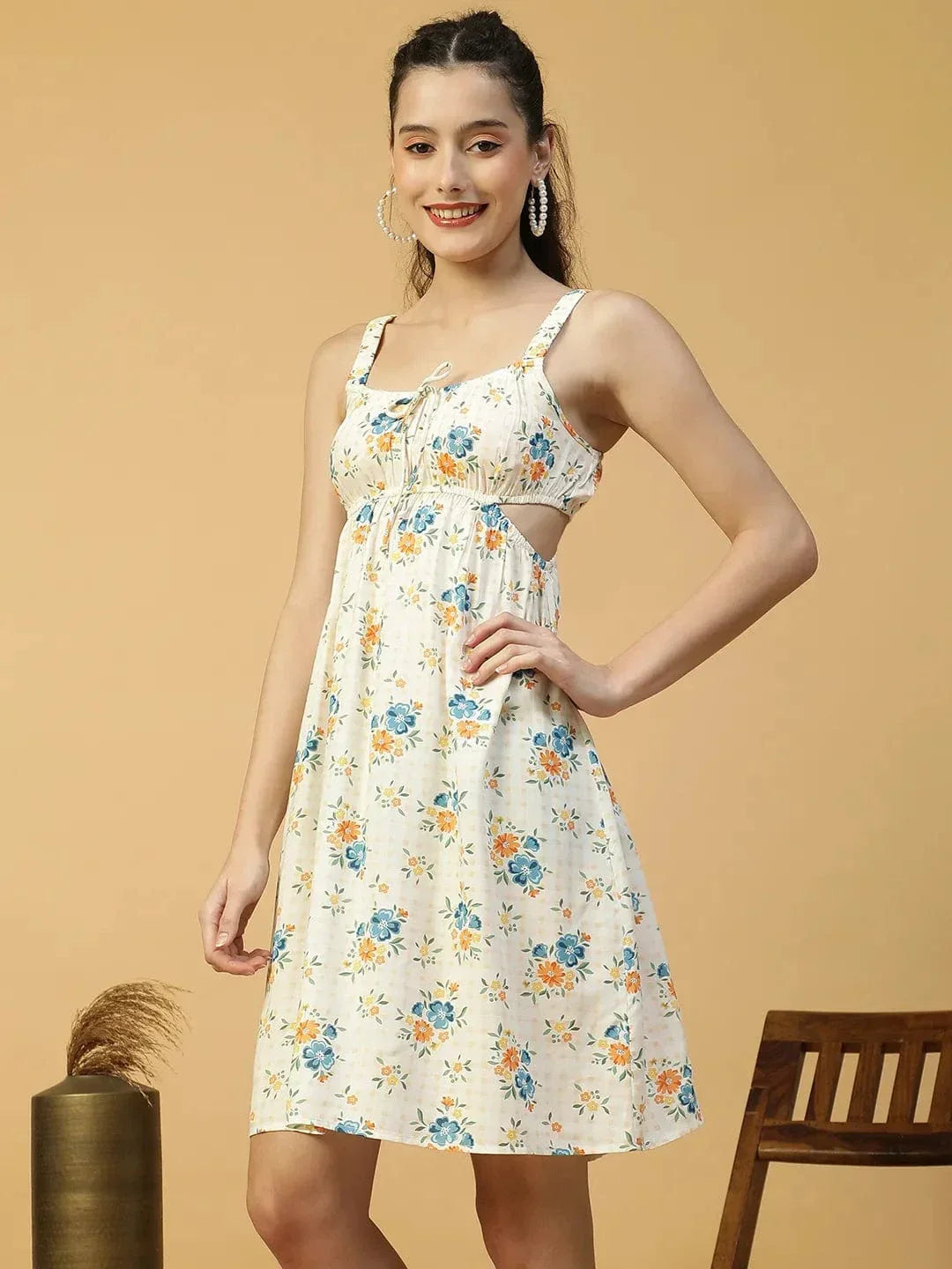 Off White Floral Dress