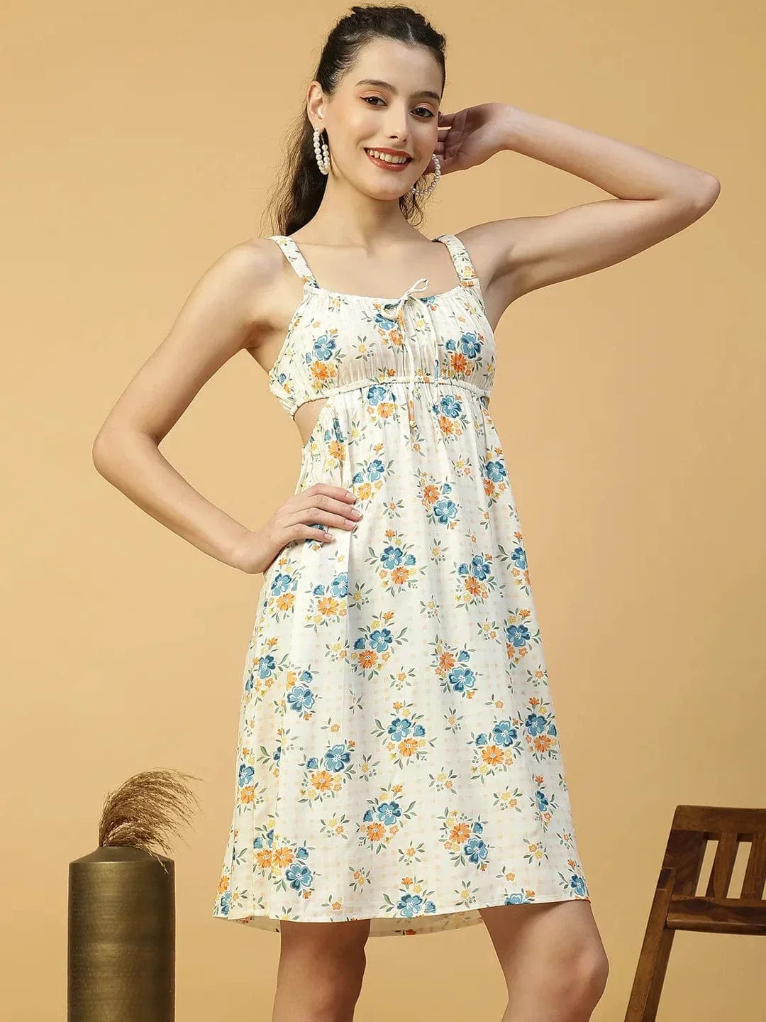 Off White Floral Dress