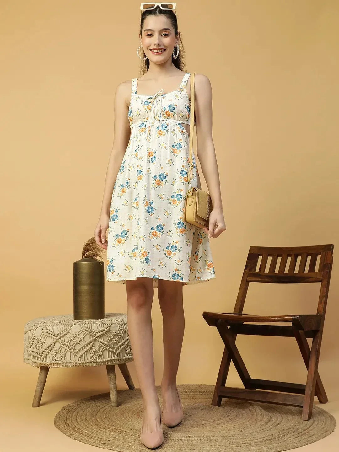 Off White Floral Dress