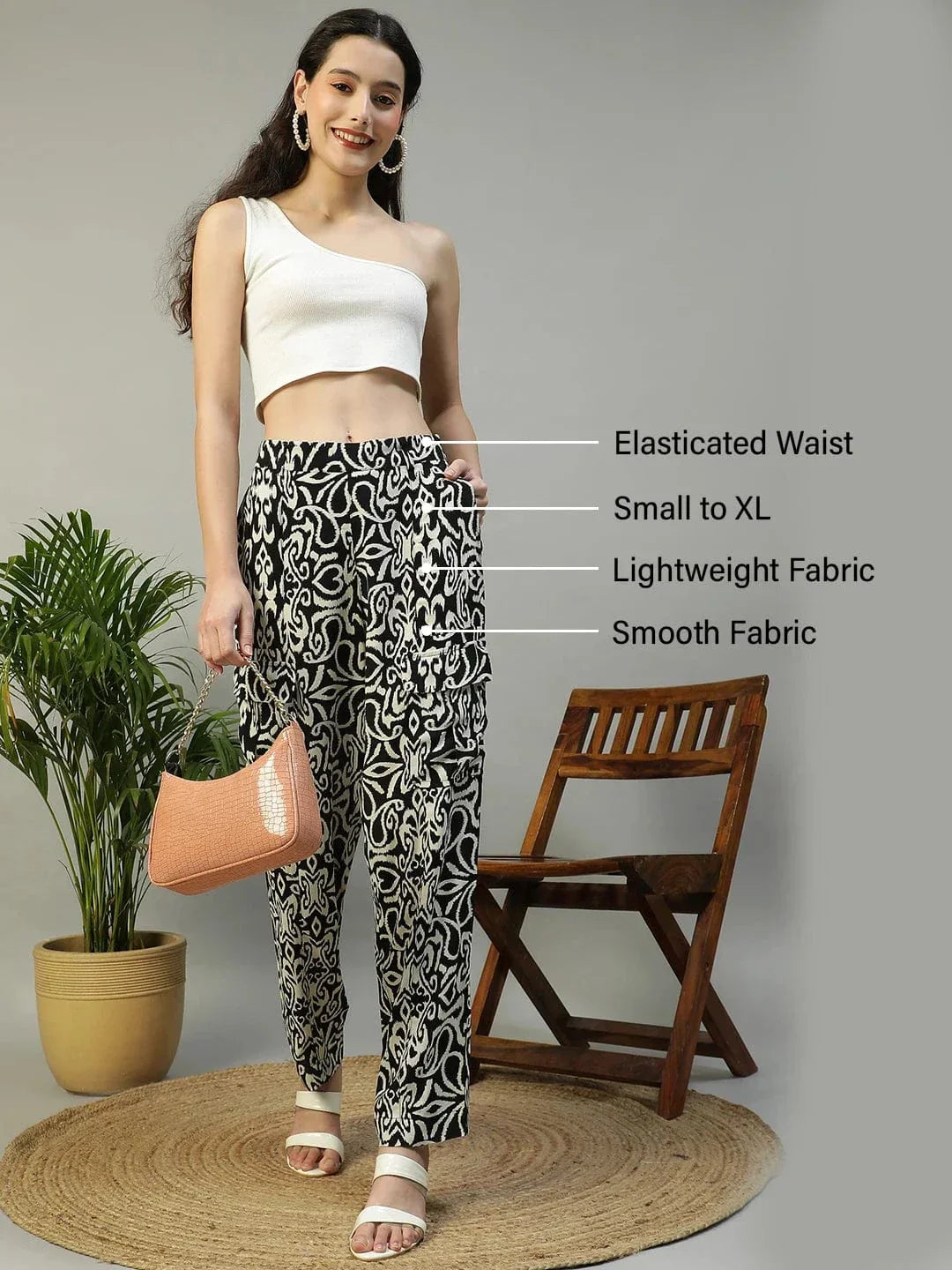 formost-black-print-elasticated-crargo-style-women-pant