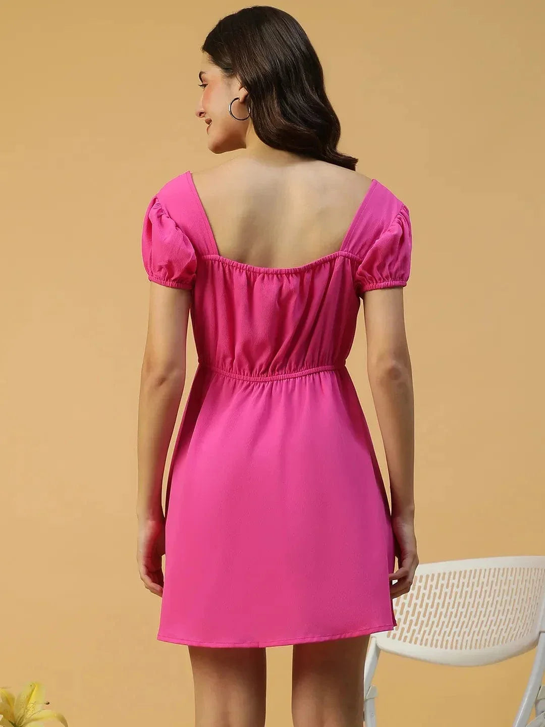 Steezy Pink Short Sleeve Elasticated Women midi dress - oxolloxo